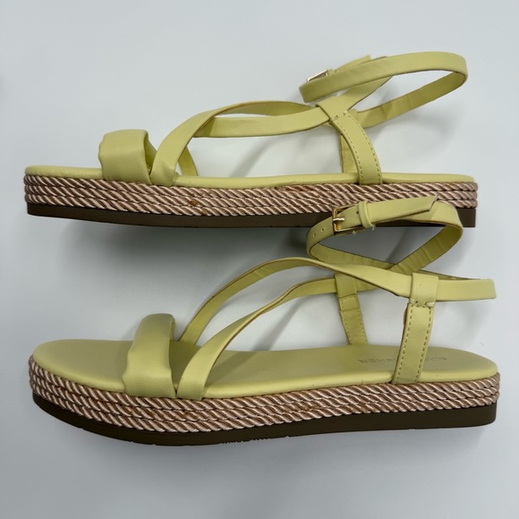 NWOT Marc Fisher Natelea Yellow Strappy Sandals Woven Sole Women’s Size 8 Summer - Picture 9 of 10